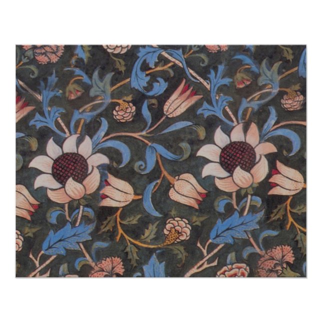 Pôster William Morris Evenlode Textile Floral Art (Frente)