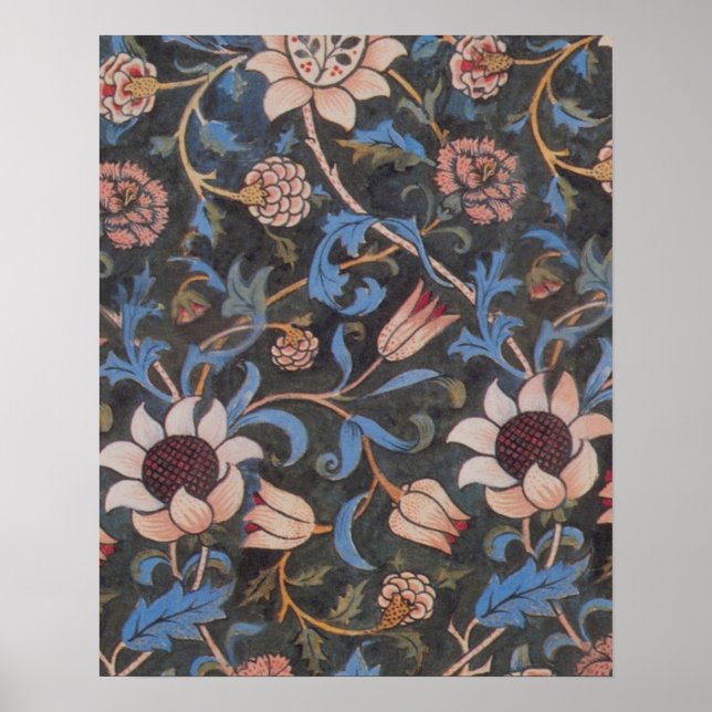 Pôster William Morris Evenlode Textile Floral Art (Frente)