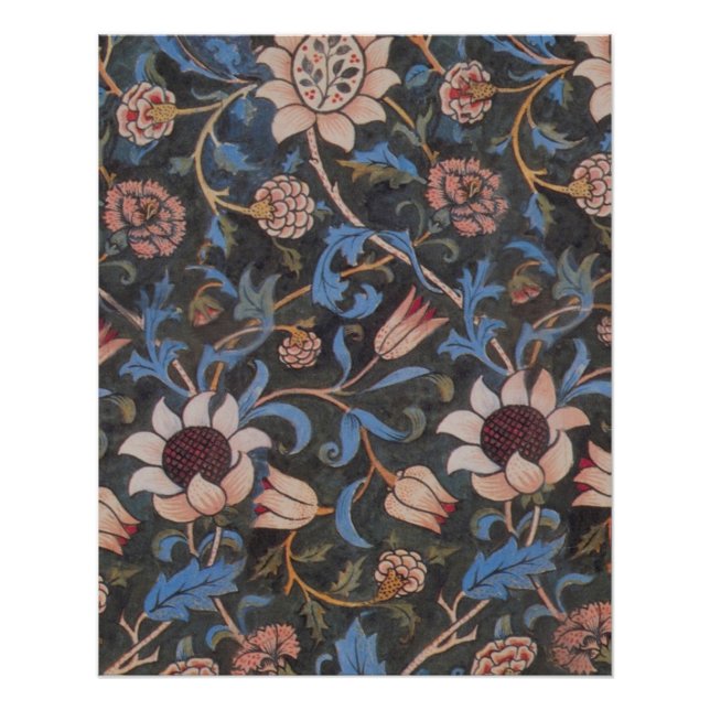 Pôster William Morris Evenlode Textile Floral Art (Frente)