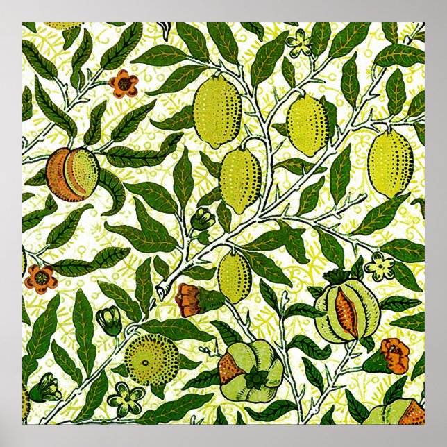 Pôster William Morris Exotic Fruta, Lemon Yellow (Frente)