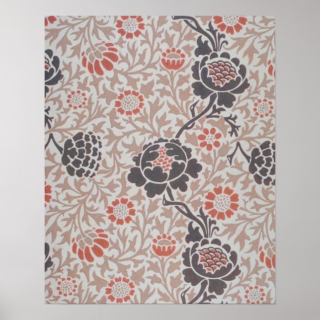 Pôster William Morris Flower Grafton Wallpaper (Frente)