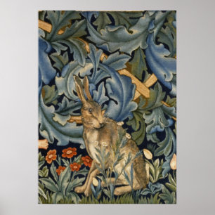Poster William Morris Forest Rabbit Arte Floral Nouveau