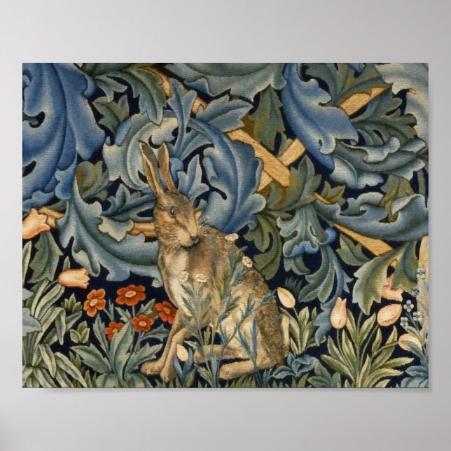 Poster William Morris Forest Rabbit Floral Art Nouveau (Frente)