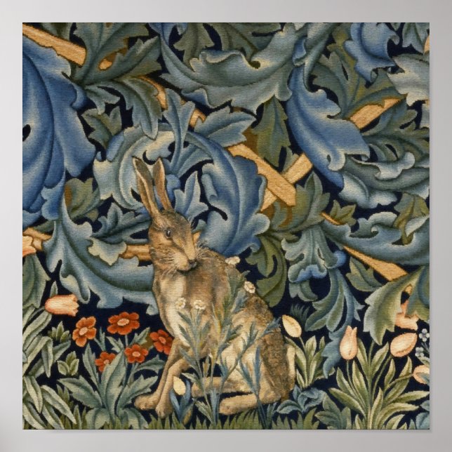 Poster William Morris Forest Rabbit Floral Art Nouveau (Frente)