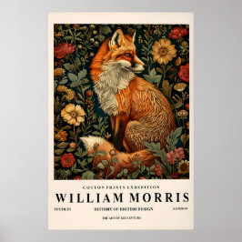 Poster William Morris fox decor, Botanical print, Dark
