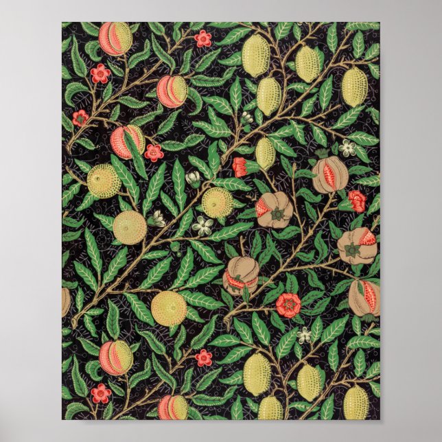 Poster William Morris Fruta Pomegranate Padrão Floral (Frente)
