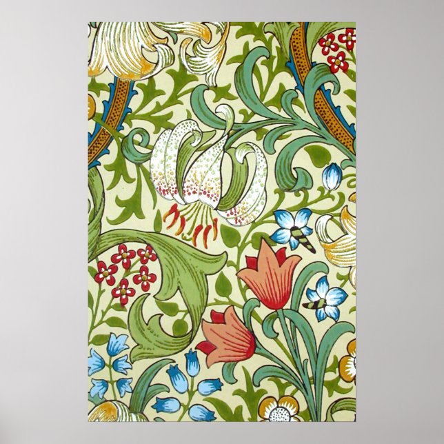 Poster William Morris Garden Lily Wallpaper Fine Art (Frente)