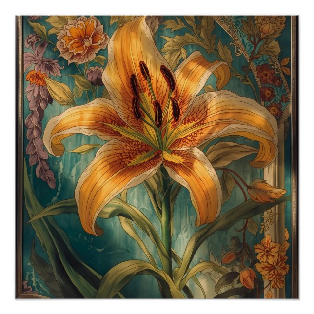 Pôster William Morris Golden Lily Antigo Pré-Rafaelita (Frente)