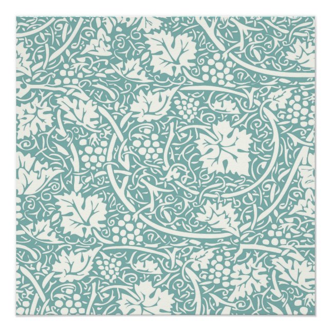 Pôster William Morris Grape Pattern Teal Turquoise (Frente)