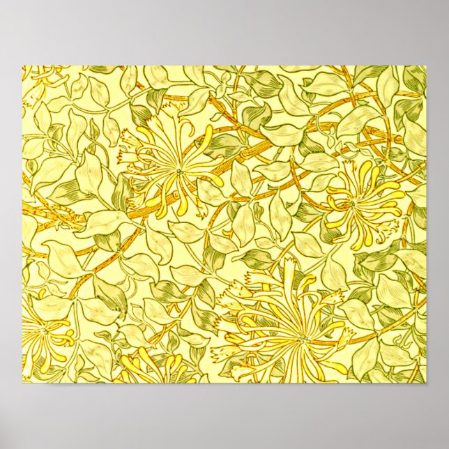 Poster William Morris - Honeysuckle em amarelo (Frente)