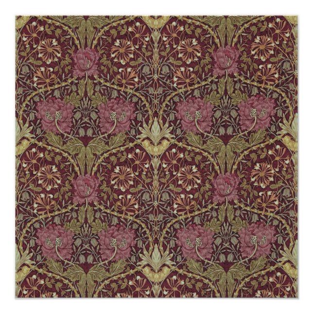 Pôster William Morris, Honeysuckle, padrão floral, arte (Frente)