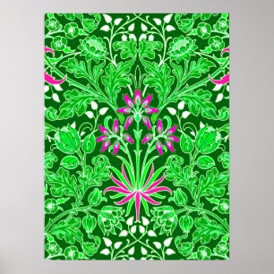 Poster William Morris Hyacinth Print Lime & Emerald Green