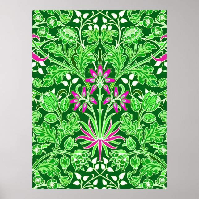 Poster William Morris Hyacinth Print Lime & Emerald Green (Frente)