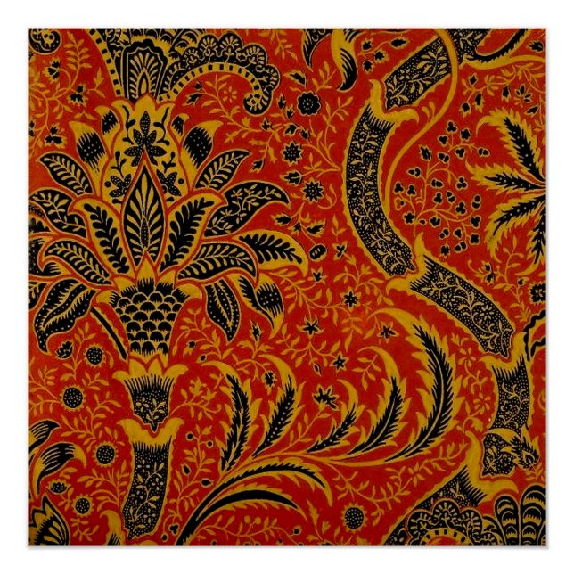 Pôster William Morris India Red Floral (Frente)