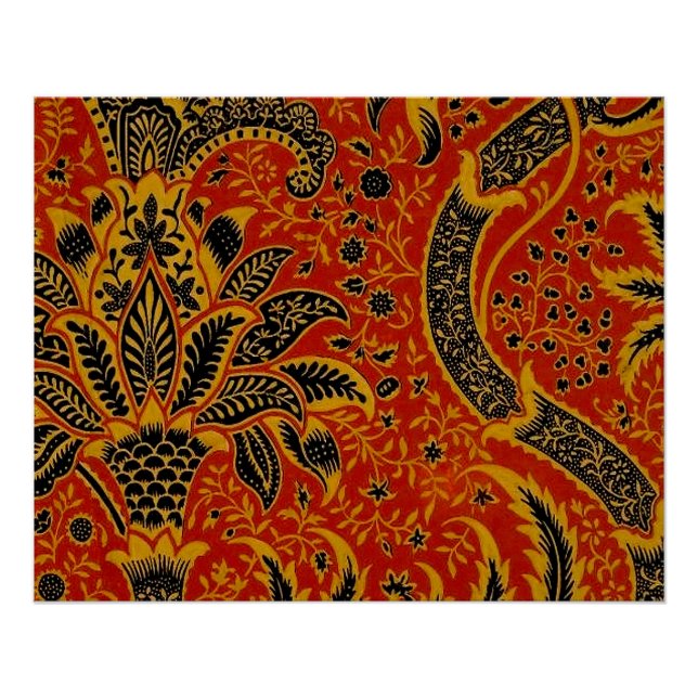 Pôster William Morris India Red Floral (Frente)