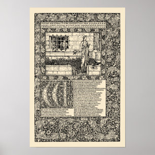 Poster William Morris Kelmscott Press Chaucer Book Folha