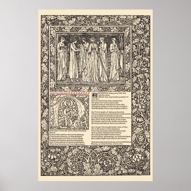 Poster William Morris Kelmscott Press Chaucer Page (Frente)