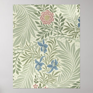 Pôster William Morris Larkspur Floral Wallpaper Padrão