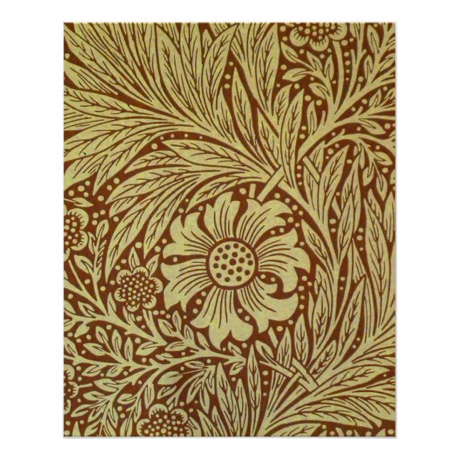 Pôster William Morris Marigold Padrão Antiquado de Flor (Frente)