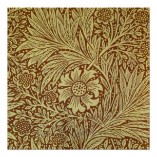 Pôster William Morris Marigold Padrão Antiquado de Flor
