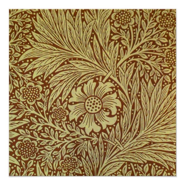 Pôster William Morris Marigold Padrão Antiquado de Flor (Frente)