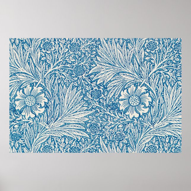 Poster William Morris marigold padrão azul (Frente)
