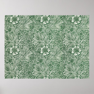 Poster william morris marigold verde floral papel de pare