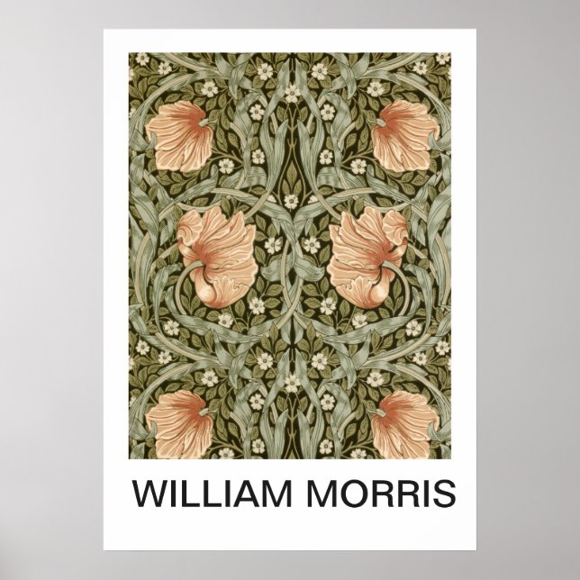 Poster - William Morris Peach Floral Impressão (Frente)