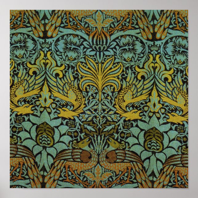 Pôster William Morris Peacock Dragon Wallpaper (Frente)