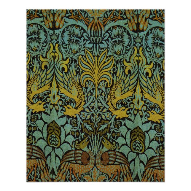 Pôster William Morris Peacock Dragon Wallpaper (Frente)