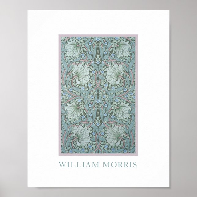 Poster William Morris - Pimpernel: Floral Azul e Verde (Frente)