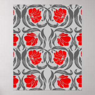 Pôster William Morris Pimpernel, Silver Gray and Red
