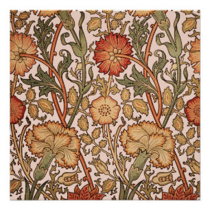 Pôster William Morris Pink Rose Flower Wallpaper Padrão