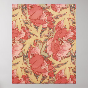 Poster William Morris Poppies Floral Art Nouveau Pattern