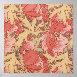 Poster William Morris Poppies Floral Art Nouveau Pattern