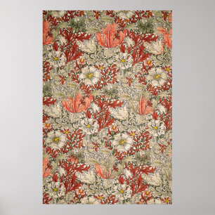 Poster William Morris Primavera Compton Flor Vintage Verm