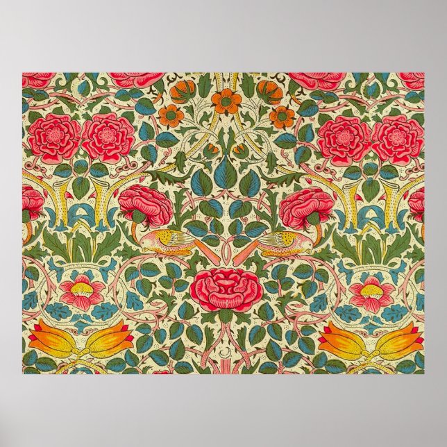 Poster William Morris Rosa Floral Chintz Rosa (Frente)