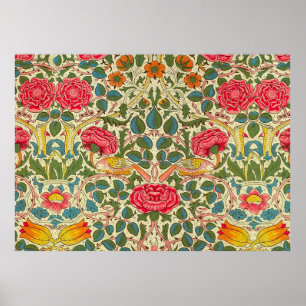 Poster William Morris Rosa Floral Chintz Rosa