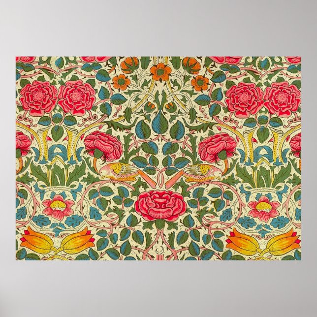 Poster William Morris Rosa Floral Chintz Rosa (Frente)
