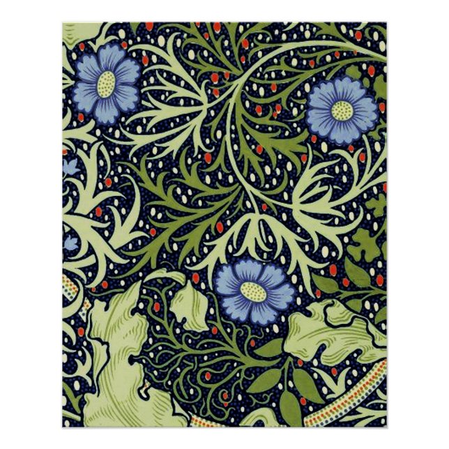 Pôster William Morris Seaweed Flor Antiquado (Frente)