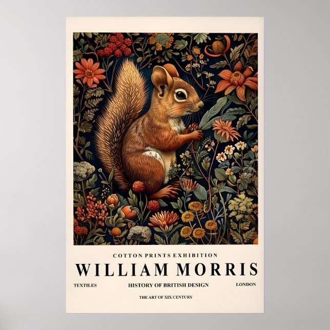 Poster William Morris Squirrel Print Botanical (Frente)
