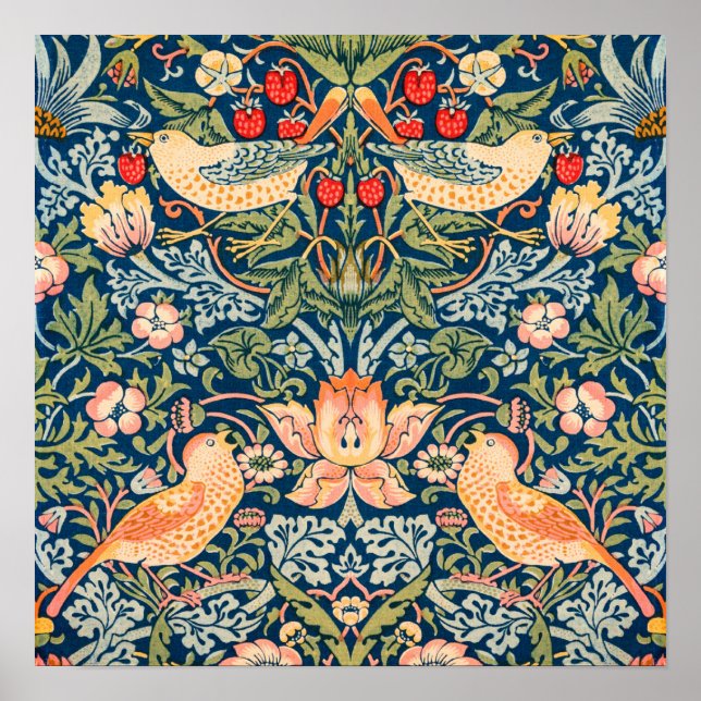 Poster William Morris Strawberry Thief Design (Frente)