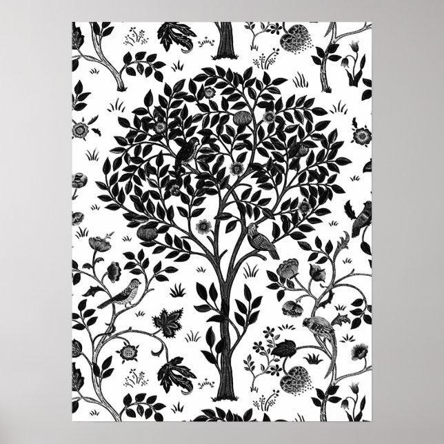 Poster William Morris Tree of Life Standard, Black & Whit (Frente)