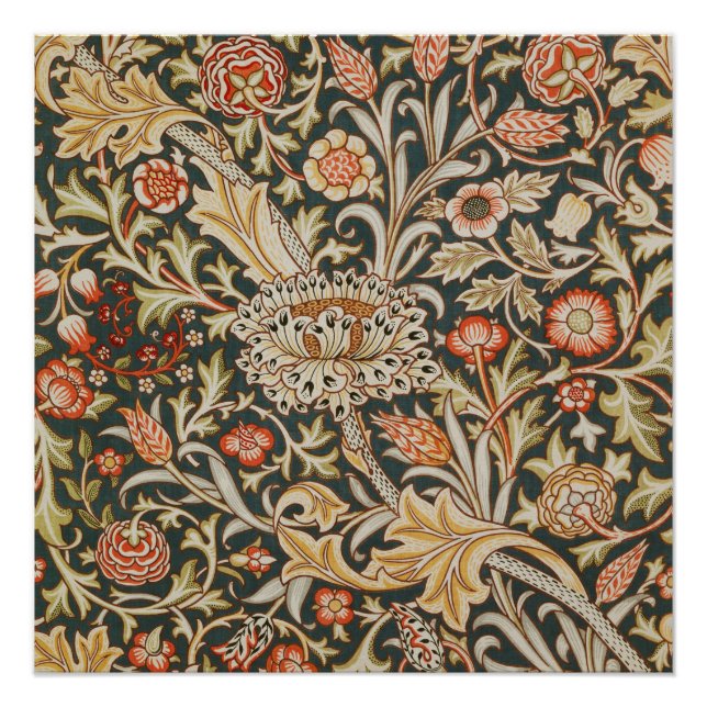 Pôster William Morris Trent Garden Flower Classic Botânic (Frente)