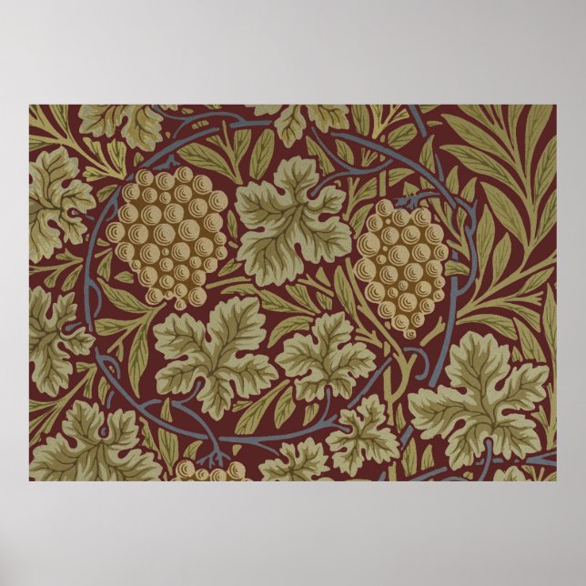 Poster William Morris Vine Grape Red Green Art (Frente)