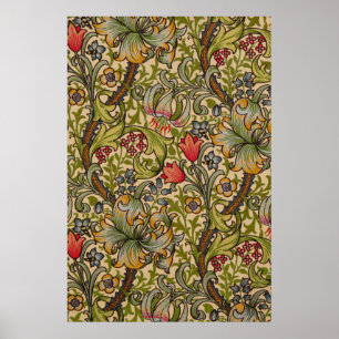 Poster William Morris Vintage Ouro Lilly Floral Design