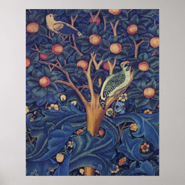 Poster William Morris Woodpecker Tapeçaria Artes e Artesa (Frente)