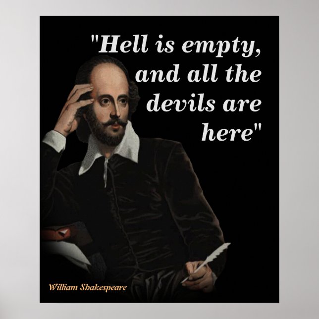 Poster William Shakespeare Citação Sobre O Inferno E Os D (Frente)