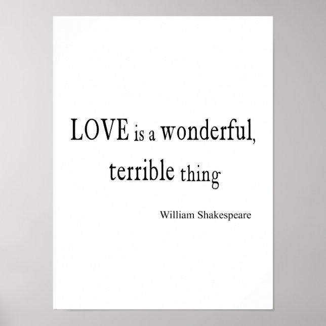 Poster William Shakespeare Love é maravilhoso e terrível (Frente)