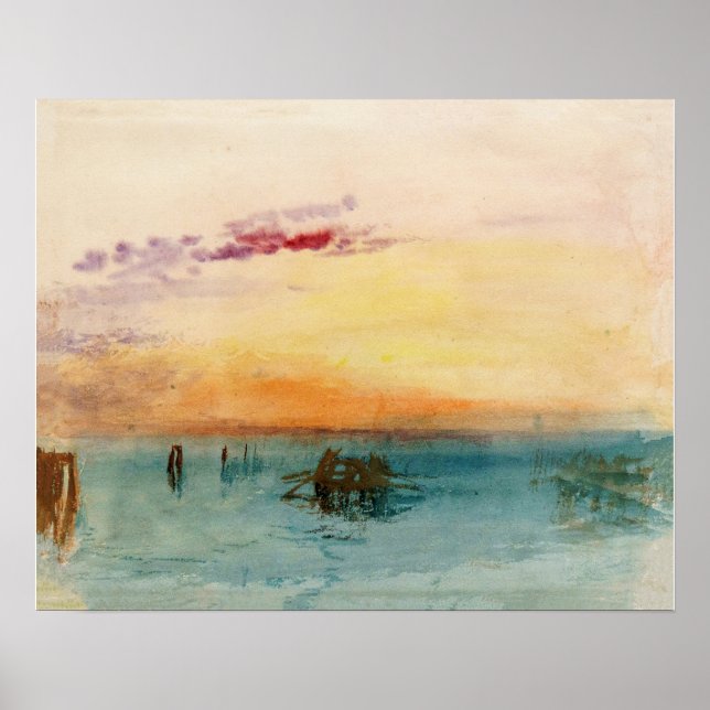 Poster William Turner - A laguna perto de Veneza no Sunse (Frente)